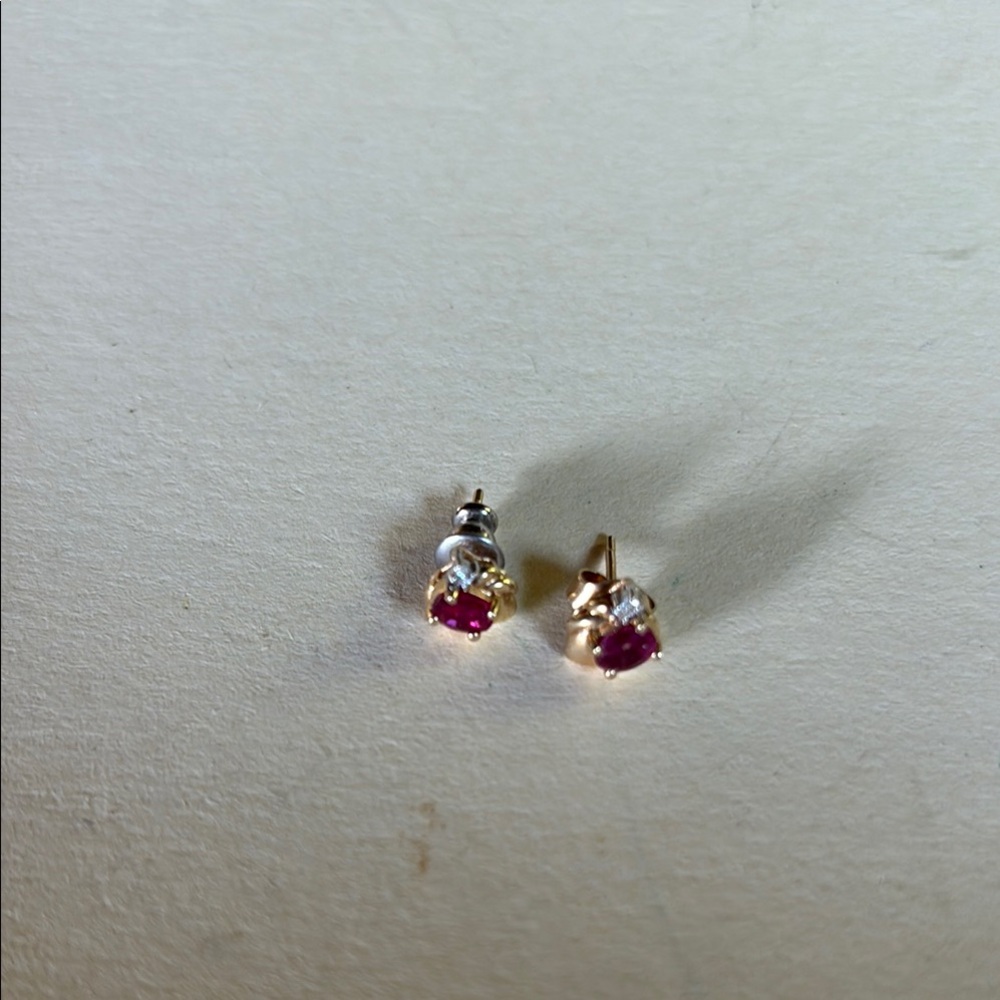 Delicate Gold and Garnet Stud Earrings
